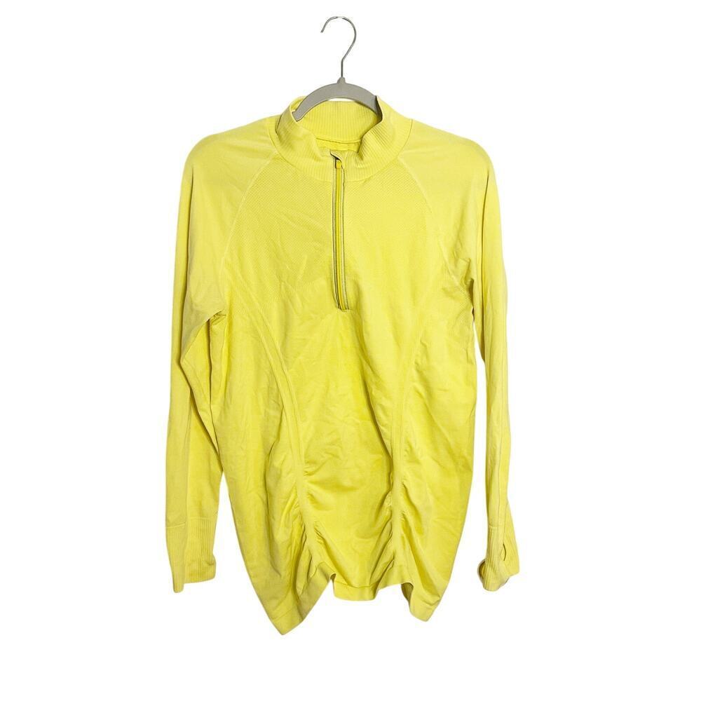 Athleta Tracker Long Sleeve Running Shirt Bright Yellow Size XL